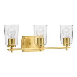 Progress's Adley Collection Three-Light Satin Brass Clear Glass New Traditional Bath Vanity Light